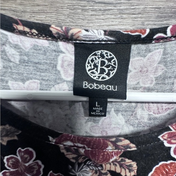 Bobeau Floral Long Sleeve Dress - Black and Red - Picture 5 of 7